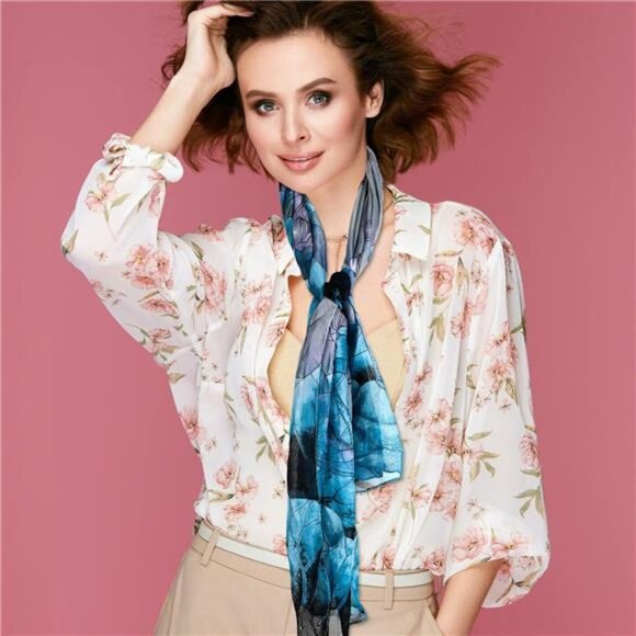 Lightweight Summer Scarves for Women Floral Print Long Thin Shawl Accessories - Picture 5 of 7